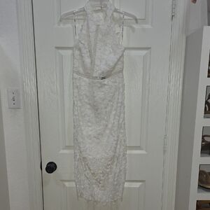 NWT Elegant White Lace Halter Dress